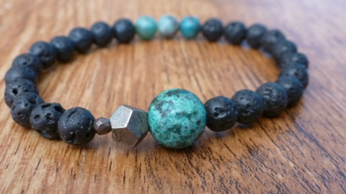 Lava, African Turquoise & Cuprite Bracelet